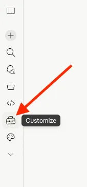 Claude sidebar with the Customize briefcase icon highlighted